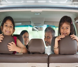 family in car
